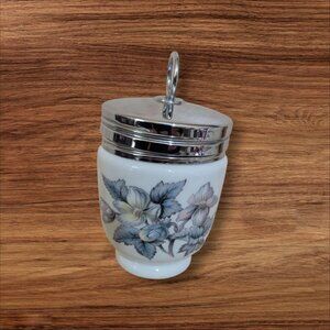 vintage‎ Royal Worcester Porcelain Egg Cobbler Cup With stainless lid  floral